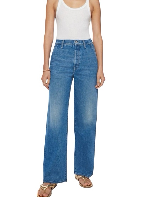 Mother High Waisted Spinner Prep Skimp Wide Leg Denim Jeans In Flashback Size 28